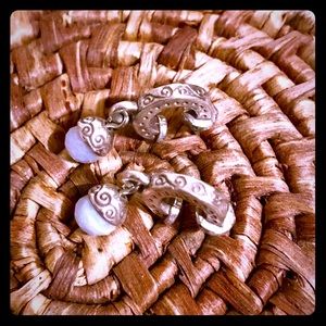 Sterling Silver 925 Hoop & Bead Dangle Earrings